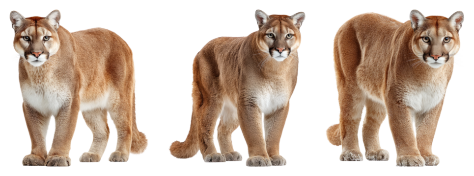 Detailed Realistic Illustration of Mountain Lion with Transparent Background