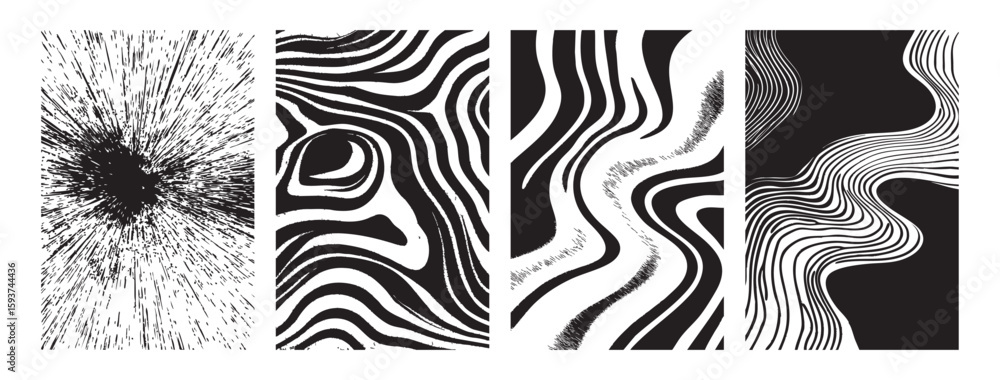 Poster textures with waves and lines grungy style