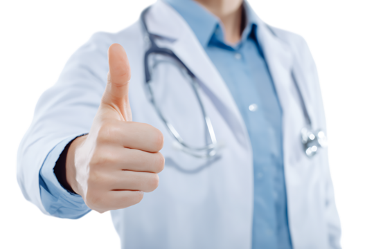 Healthcare professional showing approval.