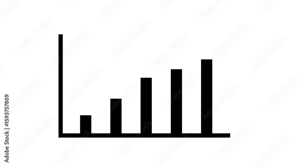 Poster simple black business graph bar chart with a decreasing trend on a white background representing dat