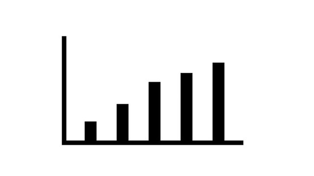 Simple black business graph bar chart with a decreasing trend on a white background representing data analysis and decline