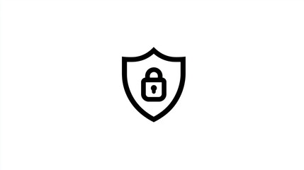 Protection Logo Icon - Line Art Shield with Padlock