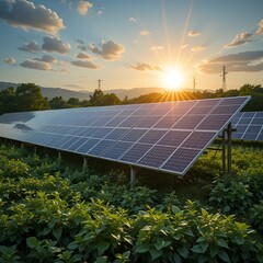 Solar Panel Powering the Future, Green Technology , Renewable Energy , Sustainable Living , Environment