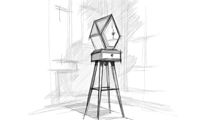 Fototapeta premium A sketch of a birdhouse with a cross on top