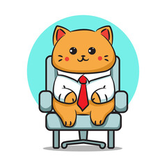 Orange Cat Boss Vector