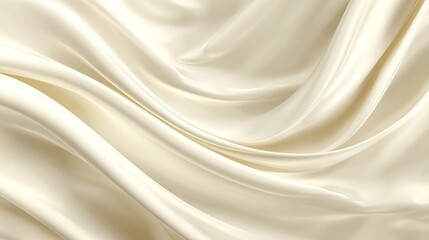 Fototapeta premium Smooth, creamy off-white fabric with elegant, flowing waves and folds, creating a luxurious and soft texture