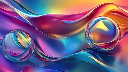 Abstract liquid forms in vibrant iridescent hues