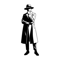 Minimalist black and white lineart illustration of a person thinking