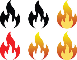 Fire Icon   Simple Flame Symbol Vector PNG
