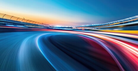 Racing track at sunset, motion blur