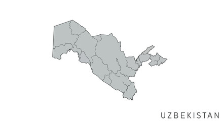 Minimalist Black and White Vector Map of Uzbekistan