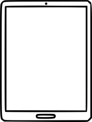 Simple black and white illustration of a tablet computer device.
