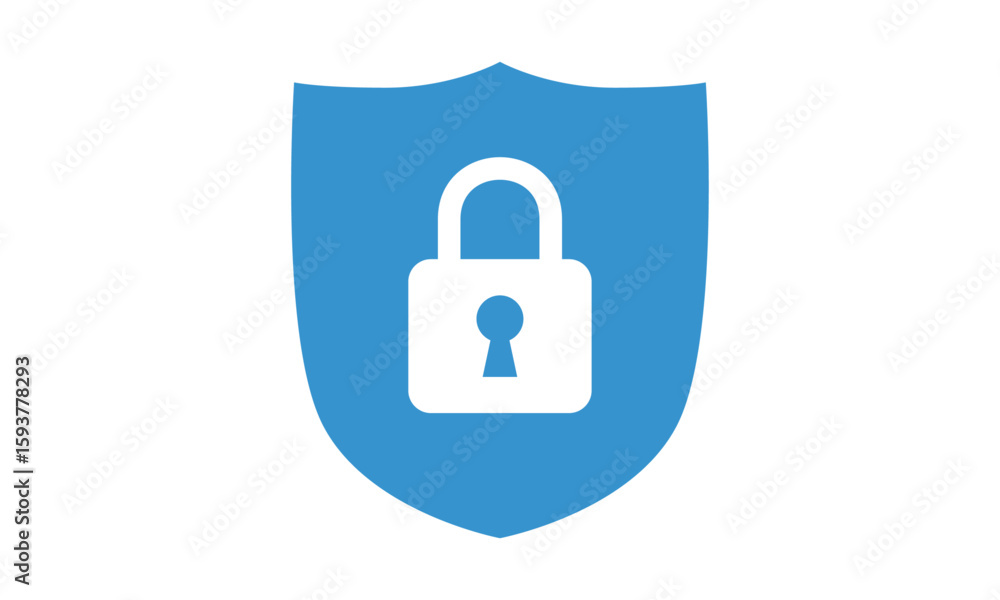 Fototapete secure internet icon. protective shield sign digital security with the image of a padlock. symbol se
