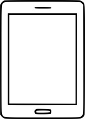 Simple outline of a tablet device with a blank screen and home button.