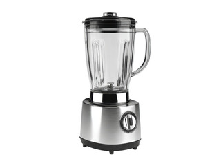 Silver blender with glass jug and black lid kitchen appliance, Png Transparent, Isolated on White