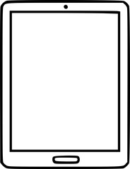 Simple line drawing of a modern tablet computer.