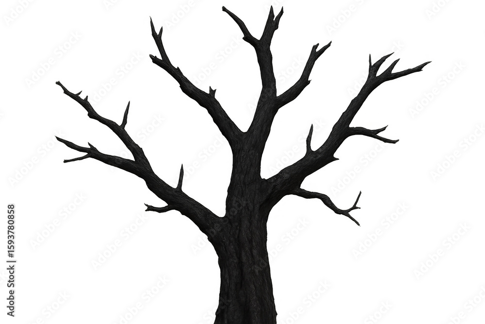 Aufkleber dark, leafless tree branches stretch against a transparent background, creating a stark and isolated