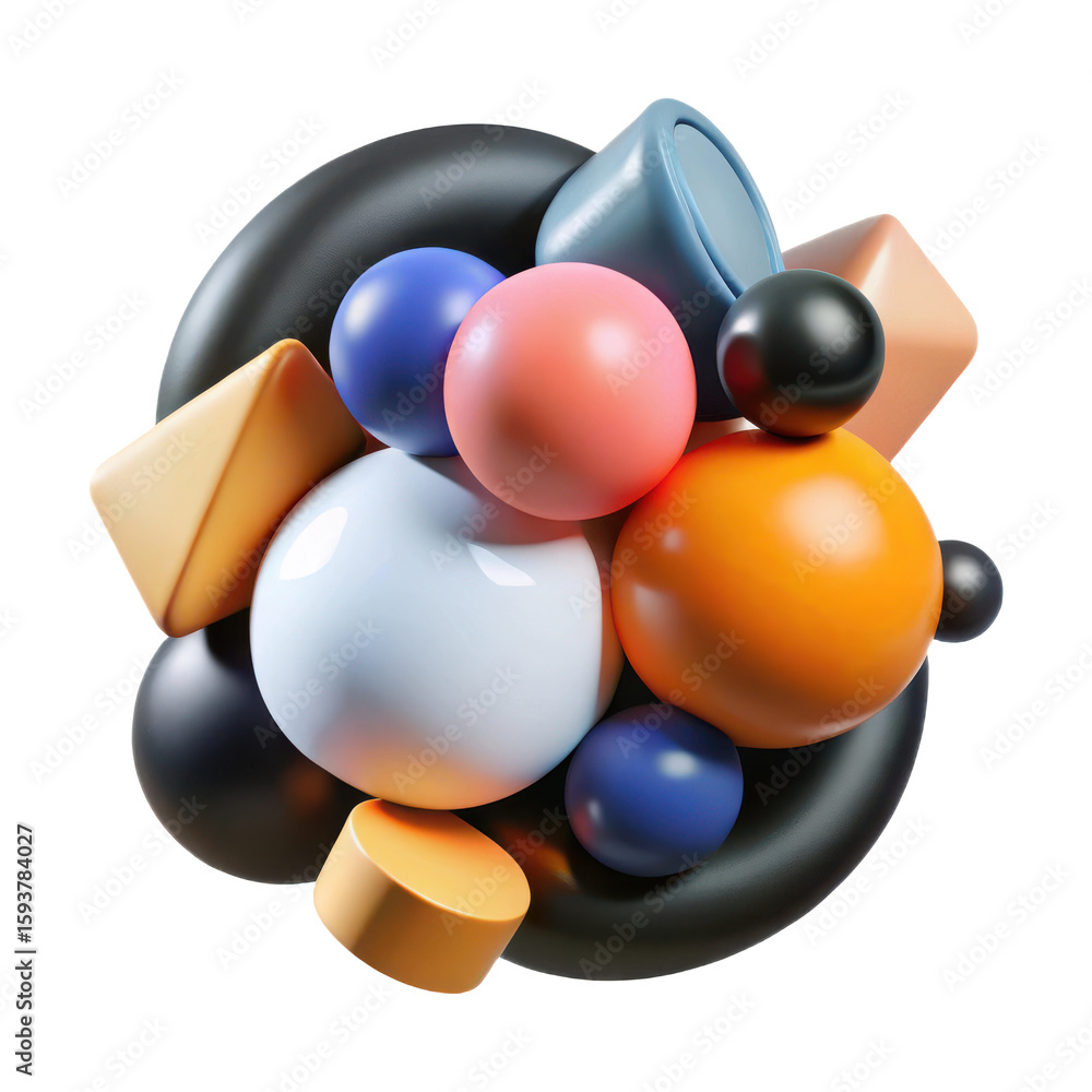 Fototapete abstract colorful shapes rendering background design wallpaper illustration art graphic element 3d