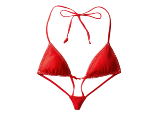Red micro bikini with white trim swimwear fashion, Png Transparent, Isolated on White