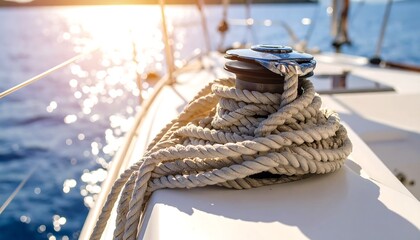 Sailboat mooring rope closeup