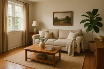 Cozy and Inviting Living Room with Natural Light and Simple Decor
