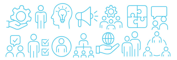 Strategic Planning Linear Icons - HR Analytics & Business Growth - Outline Vector Collection