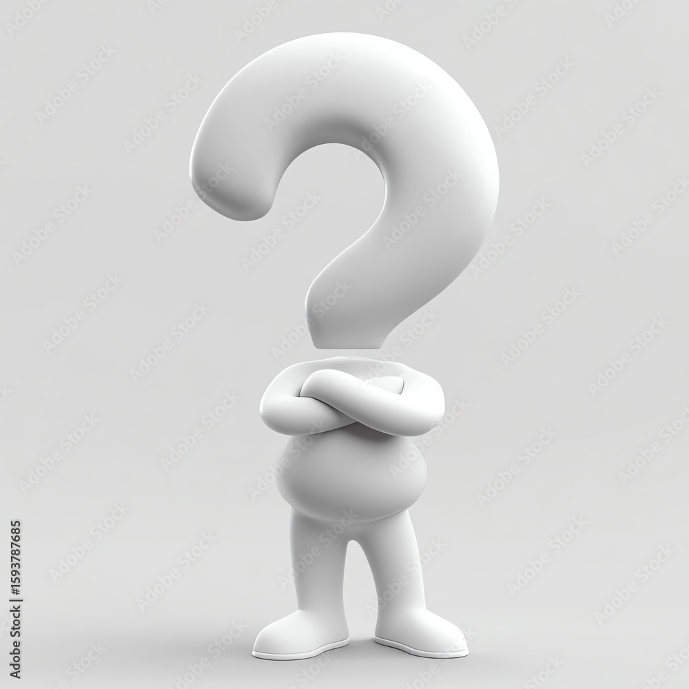 Fototapete 3d character with a question mark symbol. 3d rendering high resolution for isolate image