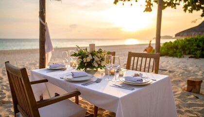 Romantic beachside dinner