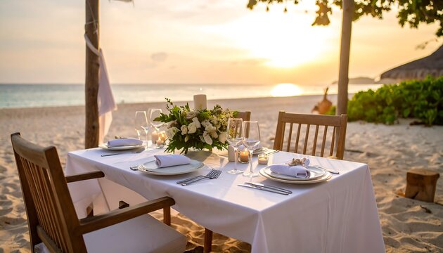 Romantic beachside dinner