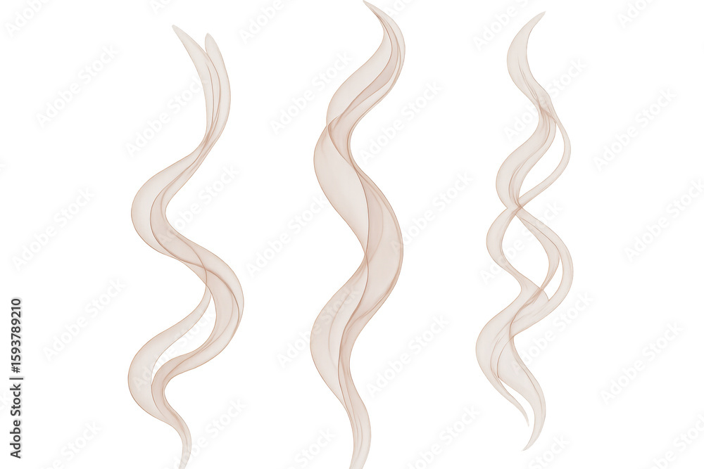 Poster soft beige curved lines undulating gracefully against transparent backdrop, generating gentle visual