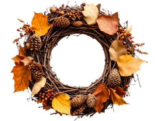 Botanical Wreath Made of Dried Leaves and Twigs 