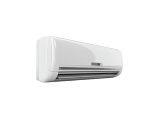 White split system air conditioner with digital display image, Png Transparent, Isolated on White
