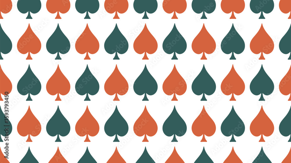 Poster repeating spade pattern with alternating colors on a light background