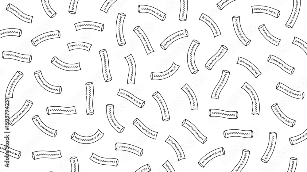 Poster seamless pattern of curved tubes with zigzag lines on white background