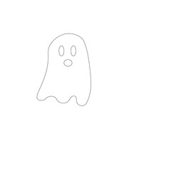 Cute Ghost Outline Vector – Simple Halloween Spooky Character