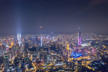 night falls over Kuala Lumpur