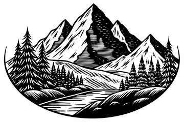 hand drawn mountain landscapen landscape