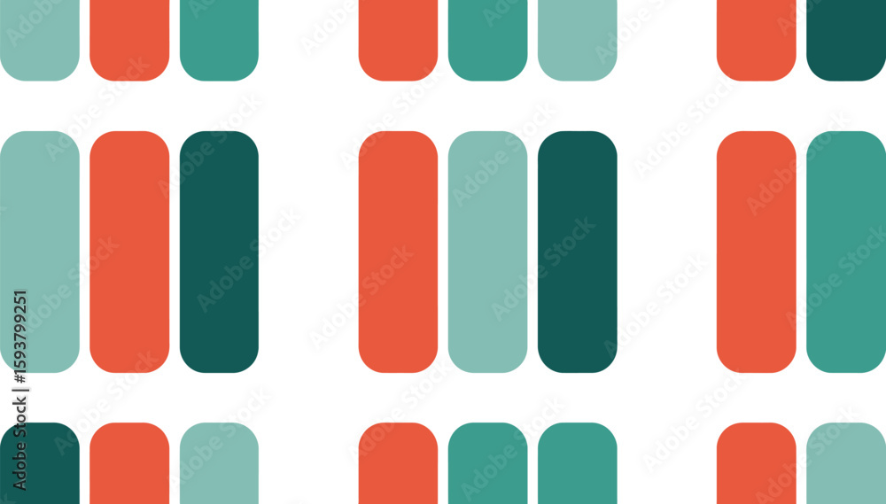 Poster colorful rounded rectangles arranged in a repeating pattern design