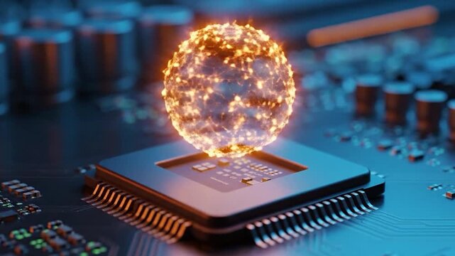 Abstract system of quantum computing, the future supercomputer technology, 3d rendering