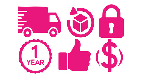 E-commerce Trust Badges Collection - Secure Payment, Money Back Guarantee Icons - Vector