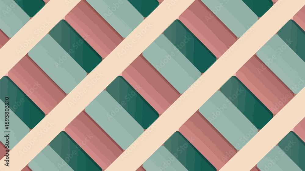 Poster abstract colorful pattern of rectangles with diagonal white stripes