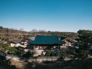 The appearance of a traditional Korean temple