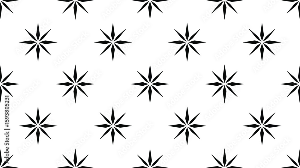 Poster repeating star pattern with eight points on a light background color