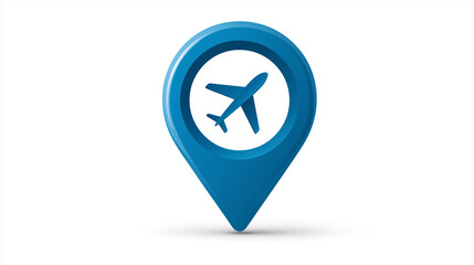 Destination Pin Icon - Map Marker with Hotel & Plane Symbols