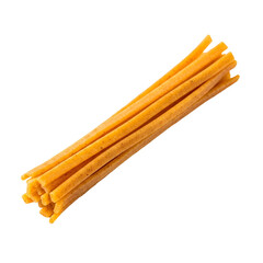 Pile of Yellow-Orange Dried Pasta Sticks.