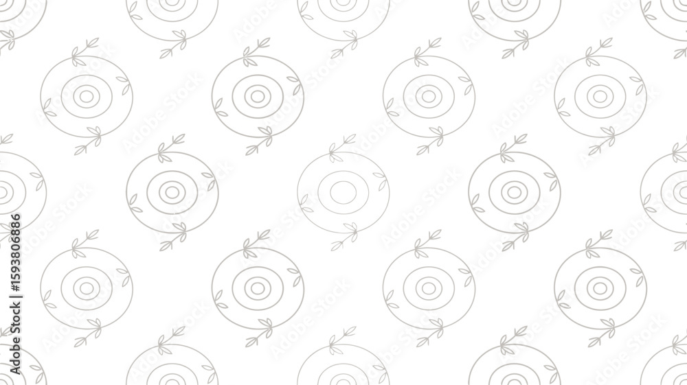 Poster repeating pattern of circular designs with small leaf like accents