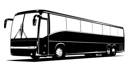 Charter Bus Icon - Coach Vehicle Silhouette Vector