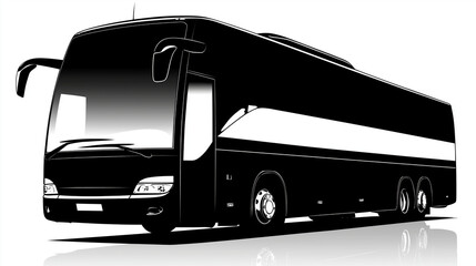 Charter Bus Icon - Coach Vehicle Silhouette Vector