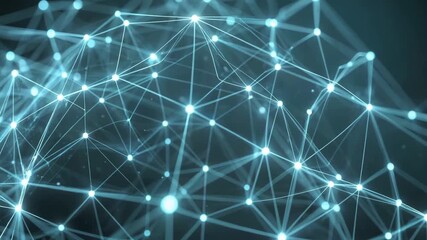 Glowing digital network animation, depicting interconnected nodes and data flow, ideal for technology, AI, and communication concepts. - Powered by Adobe