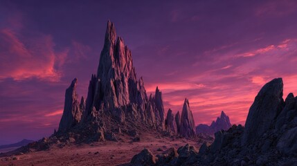 Dramatic mountain range at sunset